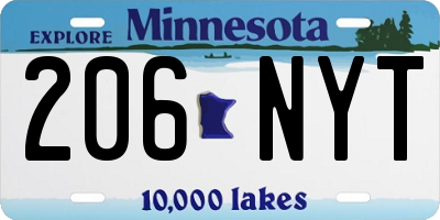 MN license plate 206NYT