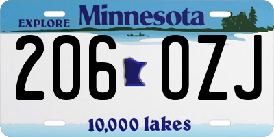 MN license plate 206OZJ