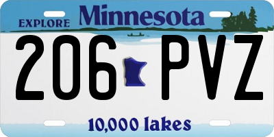 MN license plate 206PVZ