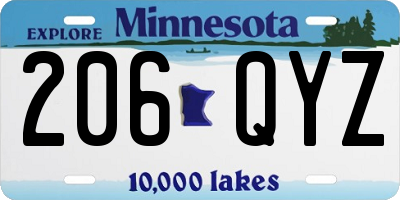 MN license plate 206QYZ