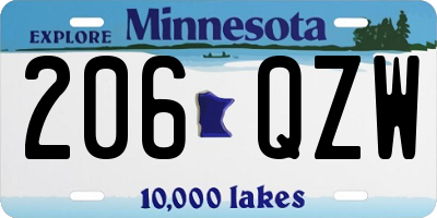 MN license plate 206QZW