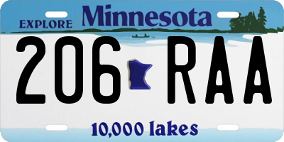 MN license plate 206RAA