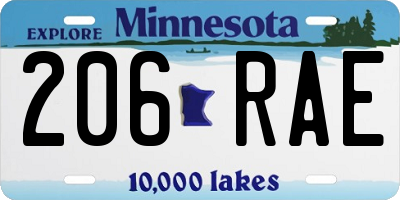 MN license plate 206RAE