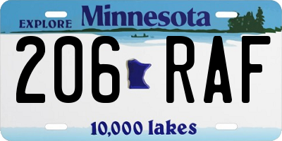 MN license plate 206RAF
