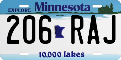 MN license plate 206RAJ