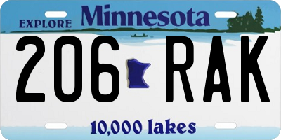 MN license plate 206RAK