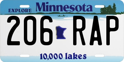 MN license plate 206RAP