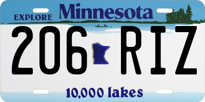 MN license plate 206RIZ