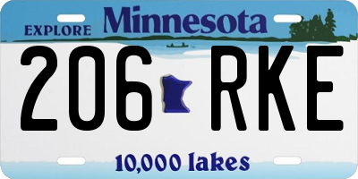 MN license plate 206RKE