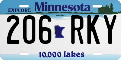 MN license plate 206RKY