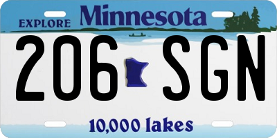 MN license plate 206SGN
