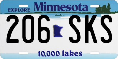 MN license plate 206SKS