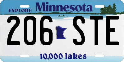 MN license plate 206STE