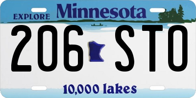 MN license plate 206STO