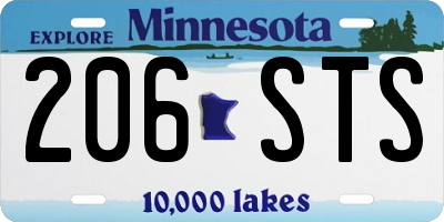 MN license plate 206STS