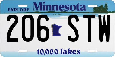 MN license plate 206STW