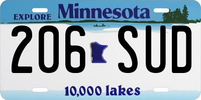 MN license plate 206SUD