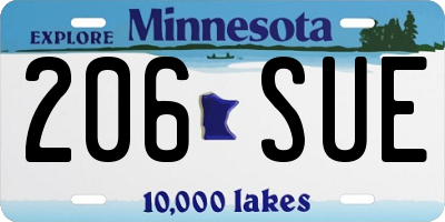 MN license plate 206SUE