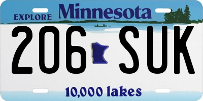 MN license plate 206SUK