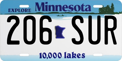 MN license plate 206SUR