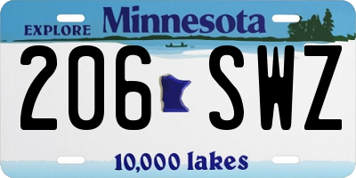 MN license plate 206SWZ