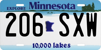 MN license plate 206SXW