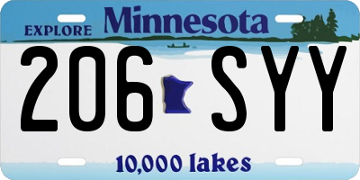 MN license plate 206SYY