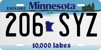 MN license plate 206SYZ