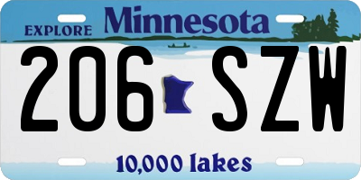 MN license plate 206SZW