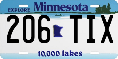 MN license plate 206TIX