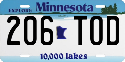 MN license plate 206TOD