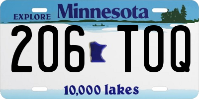 MN license plate 206TOQ