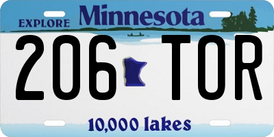 MN license plate 206TOR