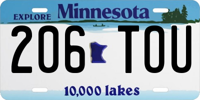 MN license plate 206TOU