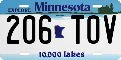 MN license plate 206TOV