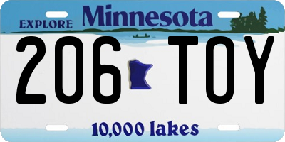 MN license plate 206TOY