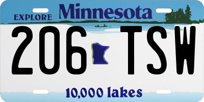 MN license plate 206TSW