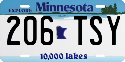 MN license plate 206TSY