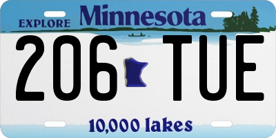 MN license plate 206TUE
