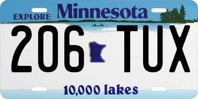 MN license plate 206TUX