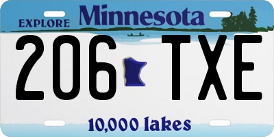 MN license plate 206TXE