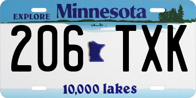 MN license plate 206TXK