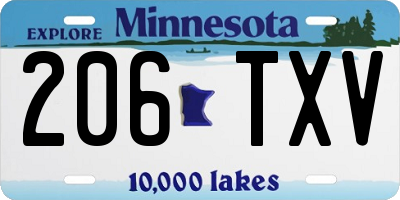 MN license plate 206TXV