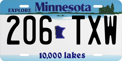 MN license plate 206TXW