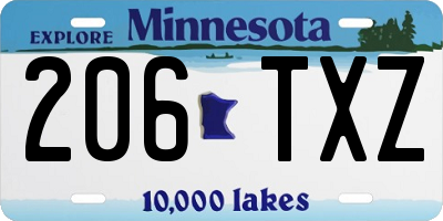 MN license plate 206TXZ