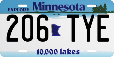 MN license plate 206TYE