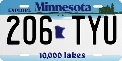 MN license plate 206TYU