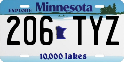 MN license plate 206TYZ