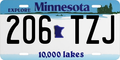 MN license plate 206TZJ