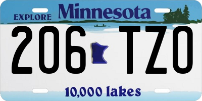 MN license plate 206TZO